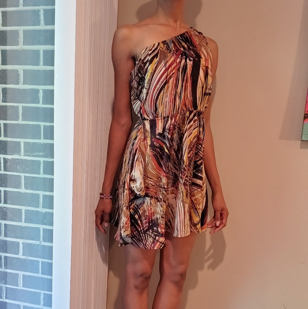 Wet Seal One Shoulder Patterned Print Dress
